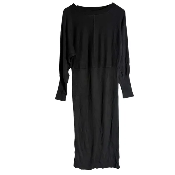 Ripe Sloane Black Knit Long Sleeve Crewneck Sweater Midi Dress Maternity Large - Image 6