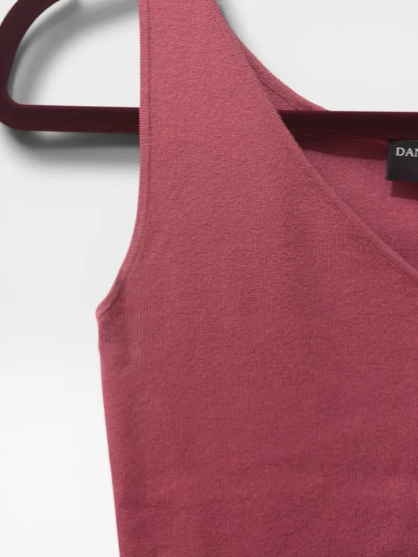 Dana Buchman | EUC Vintage Hong Kong Dusty Rose V-Neck Sweater Tank Top (Size S) - Image 6