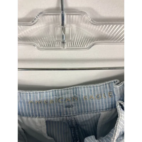 American Eagle Striped Tie Waist Blue Paperbag Shorts Size 6 - Image 4