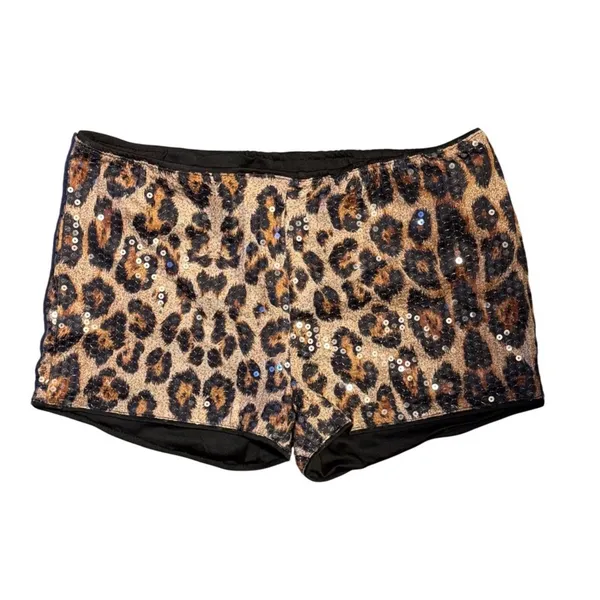 NWT MAKEMECHIC Cheetah Print Sequin Micro Shorts Low Rise Y2K XS Leopard Rave - Image 4