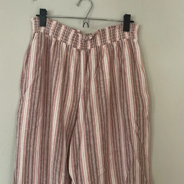 NWT Striped Pink and White Wide-Leg Pants Size XL - Image 2