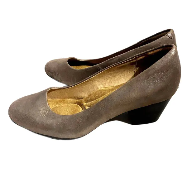 Sofft‎ Lana Ballet Pump Heels Metallic Silver Champagne Classic Leather Size 7.5 - Image 3