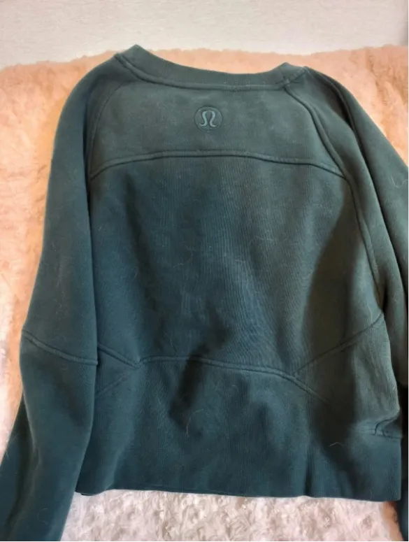 Auth Lululemon Scuba Oversized Pullover Wordmark M/L - Sonic Teal - Image 4