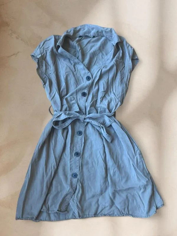 Zara Button-Front Shirt Dress in Olive Taupe - Image 7