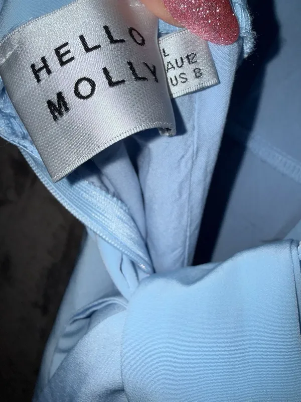 Hello Molly French Connection Womens Blue V-Neck Ruffled Sheath Mini dress Size US 2 - Image 5