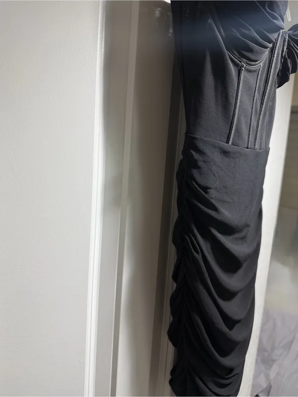 Oh Polly Black Ruched Corset Mini Dress - Size 2 - Mesh Bodycon - Image 13