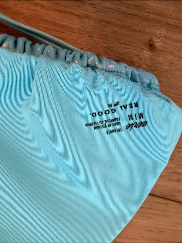 Aerie Blue Metallic Triangle Bikini Medium - Image 3