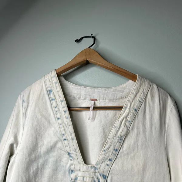 Free People Denim Long Sleeve Light‎ Wash Top S/P - Image 5