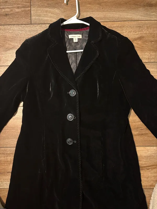 Coldwater Creek Black Velvet Three-Button Blazer Coat - Image 2