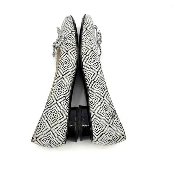 Stuart Weitzman Ballet Flats Sz 7.5N Geometric Bow Leather Preppy Old Money Slip - Image 6