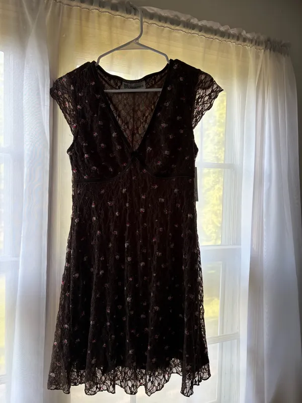 No Boundaries Brown Lace Mini Dress - Image 2