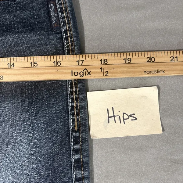 Silver Frances Jeans Size 28 33 Blue Denim Embroidered Pockets Bootcut Low Rise - Image 11