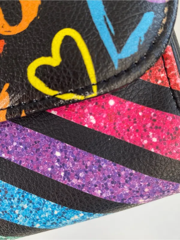 Betsey Johnson Luv Love is Love rainbow sparkle crossbody purse clutch handbag - Image 8