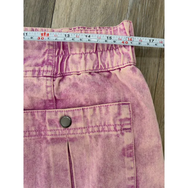 Free People Valley Girl Mini Skirt Pink Acid Wash Cargo NWT Size 8 - Image 5
