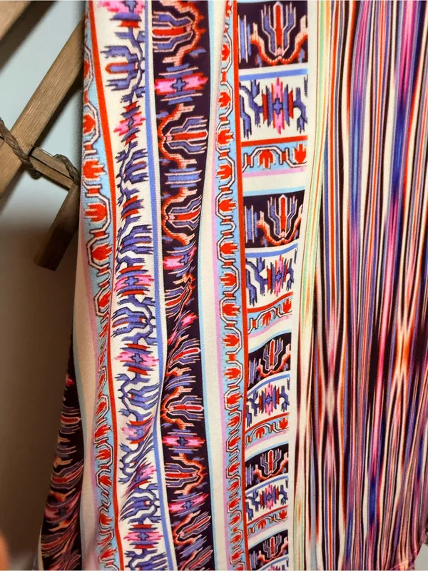 Hale Bob Slvls Pink Multi-Stripe Tiered Tie Shldr Mini Dress Boho Summer Beach - Image 11
