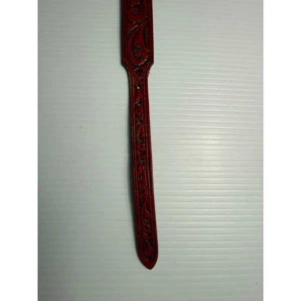 Silver Creek Collection Western Tooled Leather Belt Red Brown‎ Buckle 30 - Image 6