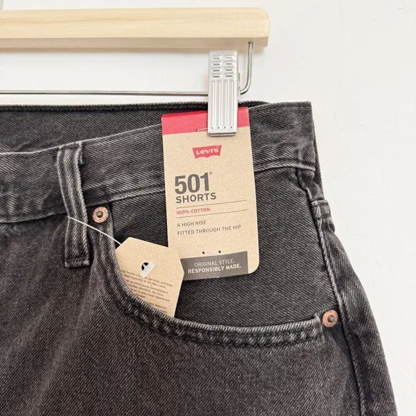 Levis 501 Cutoff Shorts 32 100% Cotton NWT Grunge Streetwear Baddie Summer Black - Image 4