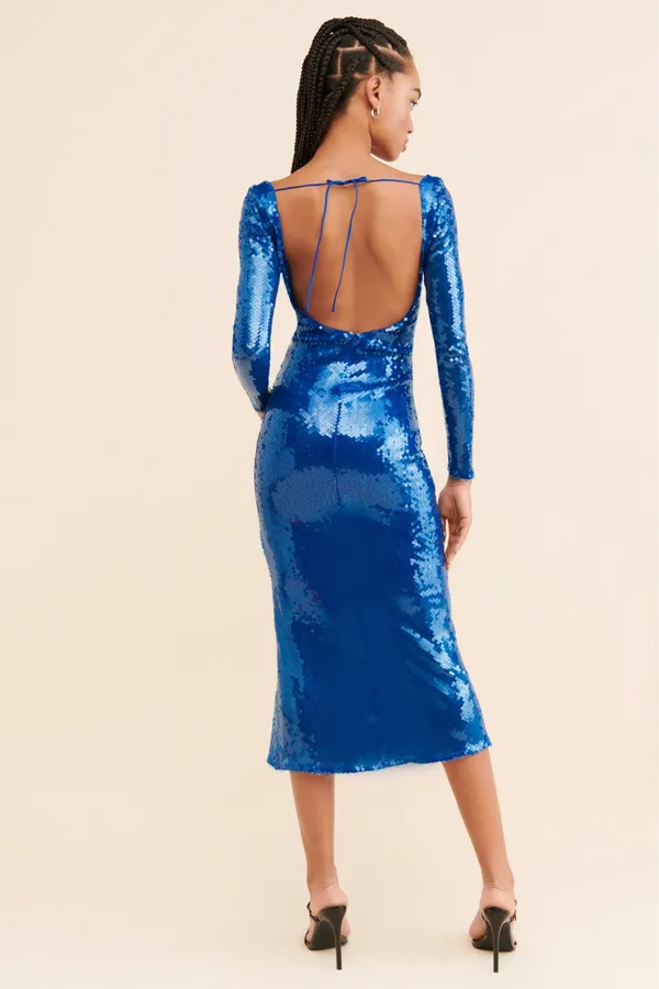 Bardot Verona Long-Sleeve Sequin Slim Midi Dress - Image 4