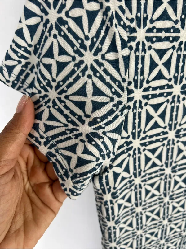 LOFT Geometric Crisscross Back Fit & Flare Dress Blue White Size 0 - Image 11