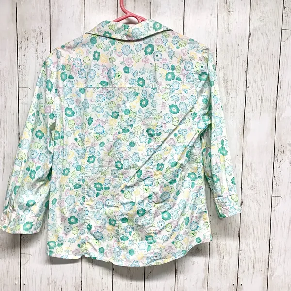 Vintage Cappagallo Shirt Women Sz Medium Floral Collared Button Down 3/4 Sleeve‎ - Image 6