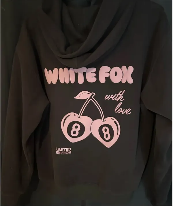 White fox hoodie Gray - Image 2
