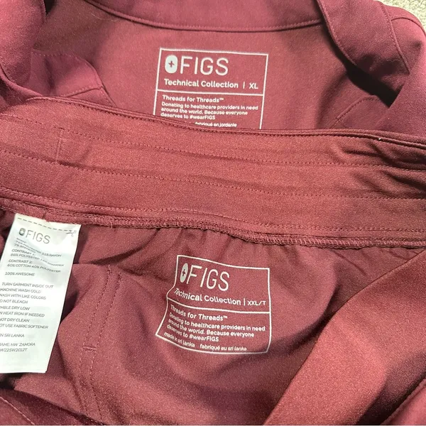 Figs Scrubs Set Zamora Jogger Pants XXLT & Rafaela Oversized Top Burgundy XL - Image 16