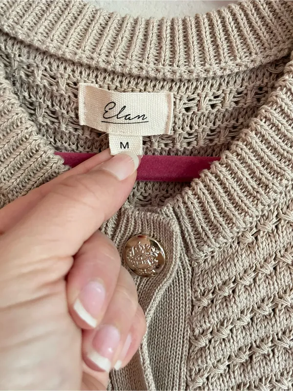 Elan Sleeveless Knit Sleeveless Sweater Cardigan - Taupe Size Medium - Image 4