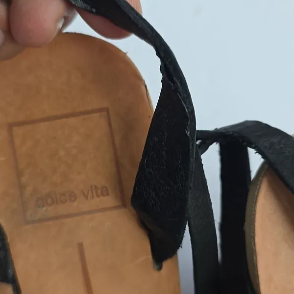 Dolce Vita Heeled Sandals Black Leather Round Heel‎ Women's size 6 - Image 9