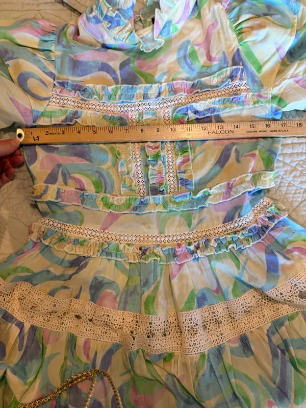 Free People NWT Love & Liberty Pastel Boho Maxi Dress Ruffle Lace Cottagecore Y2K S - Image 6