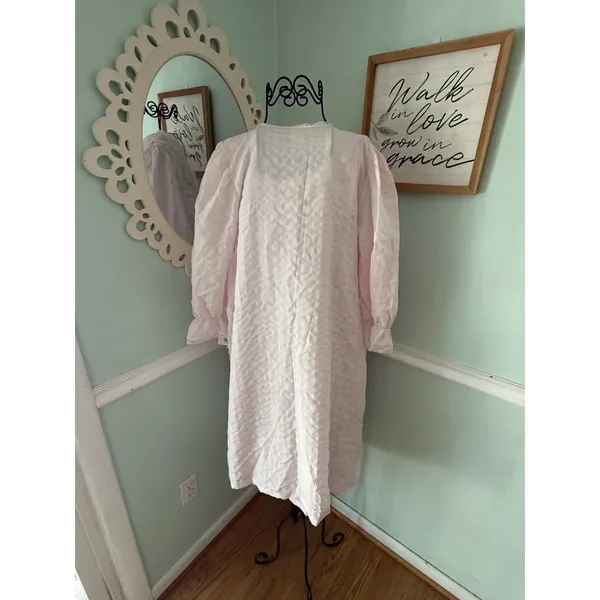 Vtg Carriage‎ Court Nightgown Womens Large Pink Lace Ruffle Long Sleeve Set - Image 9