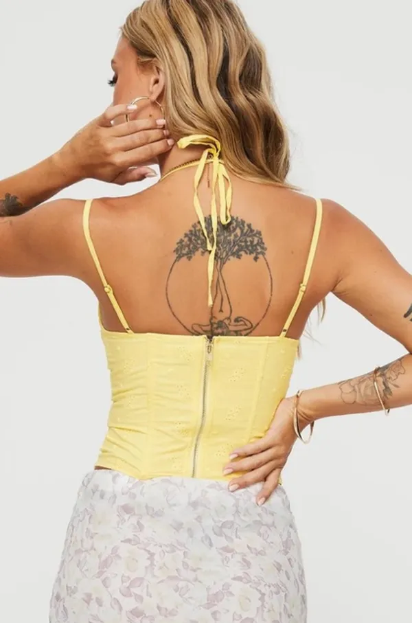 Princess Polly Luvan Lace Corset Top Yellow - Image 2