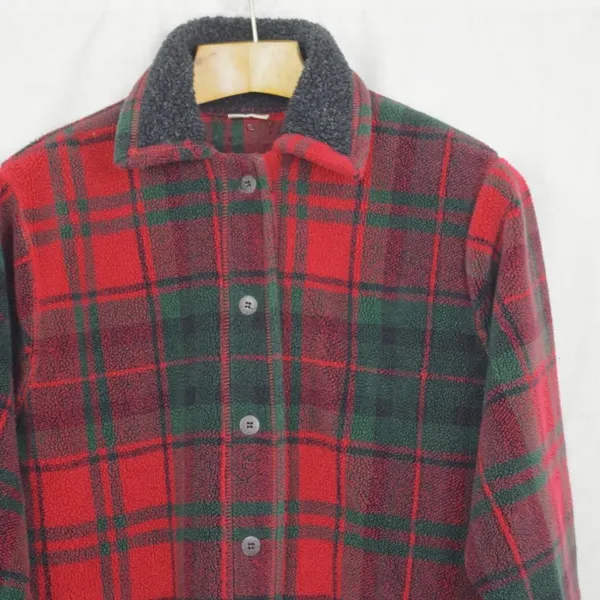 Vintage LL Bean USA Made Plaid Fleece Chore Jacket Ladies' Large - Image 10