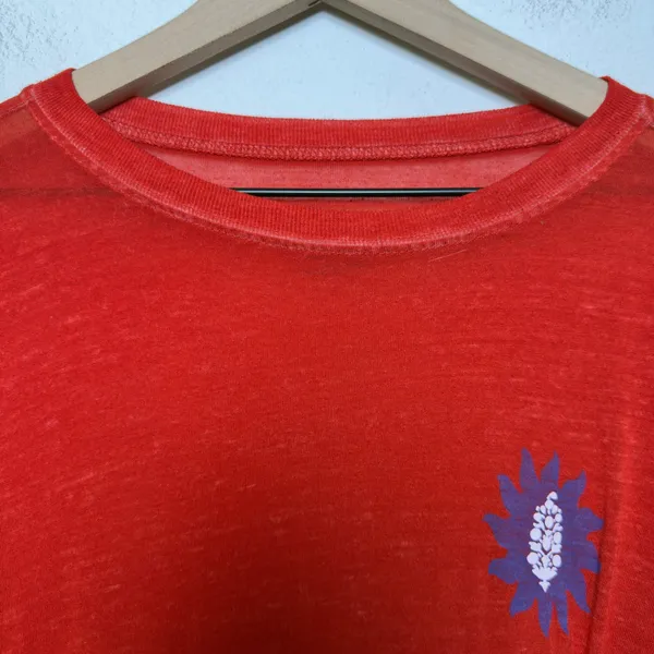 Free People Women Keep Rolling Shirt‎ XS Red Graphic Long Sleeve Logo Thumbhole - Image 2