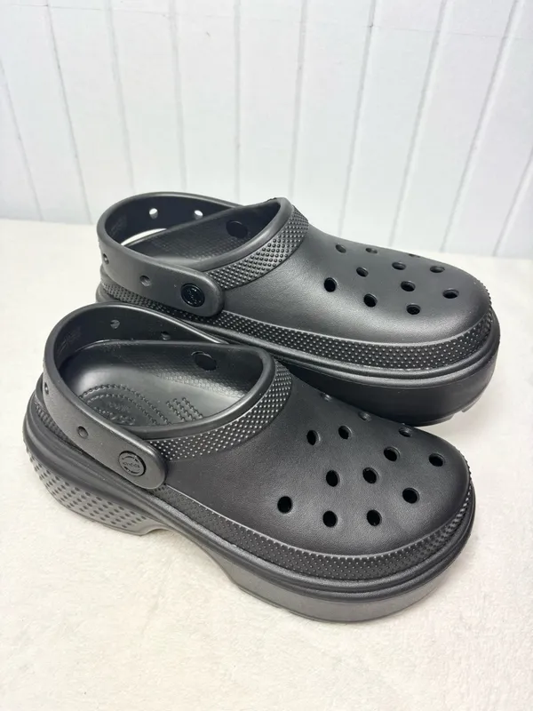 Crocs Stomp platform‎ Black Clogs mens 7 women's 9 triple black elevated NEW - Image 7