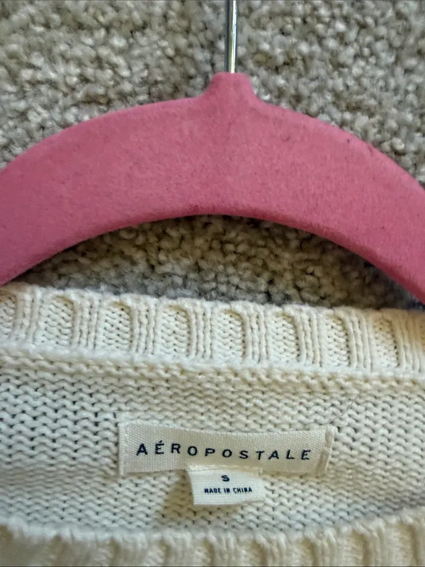 Aeropostale Cream Knit Sweater with Teddy Bear - Image 5
