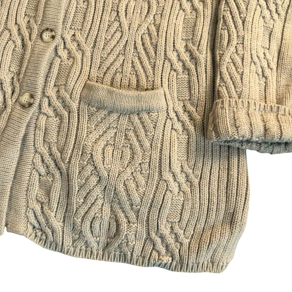 Croft Barrow Wool Blend Cardigan Women XL Cable Knit Beige Button Front Vintage - Image 2