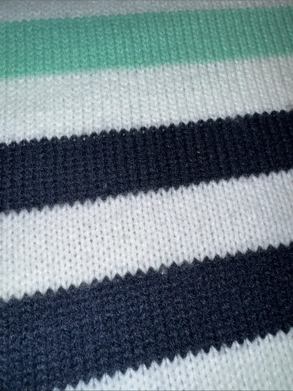 Striped Crewneck Sweater in White, Mint & Blue - Image 5