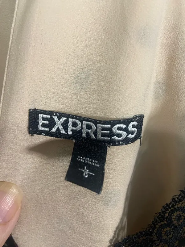 Express Beige Camisole with Black Lace Trim - Image 2