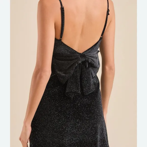 NEW Altar’d State Black Holiday Sparkle Bow Mini Dress Size XXL NWT - Image 4