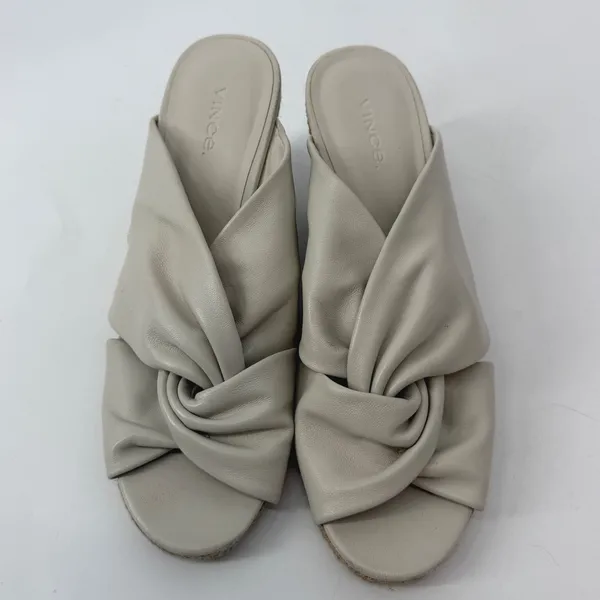 Vince Women Ivory Leather Knot Espadrille Wedge‎ Sandals US 9M EUR 39 - Image 2