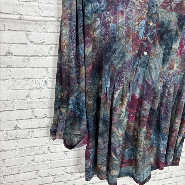 Vintage Y2K Whimsigoth Dark Tie Dye Swing 3/4 Sleeve Tunic - Image 3