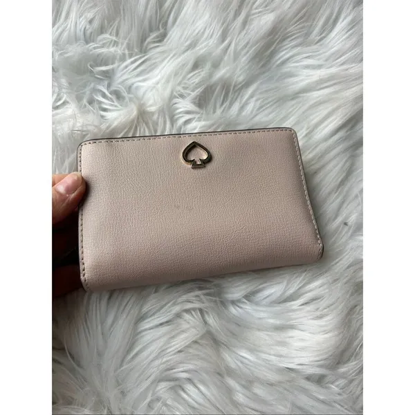 Kate Spade Adel Medium Bifold Wallet in pink and tan on the outside - Image 2