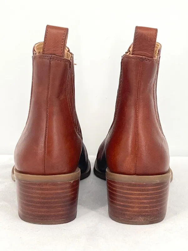 Crown Vintage Tolana2 Brown Leather Block Heel Chelsea Ankle Boots Booties 7.5 - Image 8
