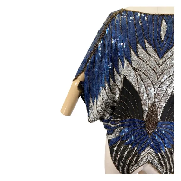 Vintage Scala Silk Sequin Butterfly Blouse Size Medium - Image 7