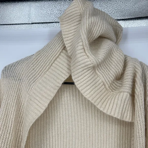 Mudd Cream‎ Fuzzy Open Front Hoodie Cardigan Large light weight - Image 3