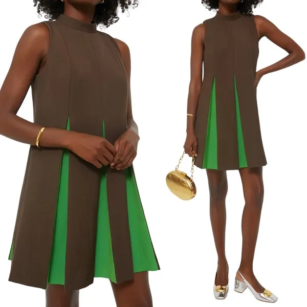 Tuckernuck Demitasse Griffiths Dress S Brown Green A-Line Mini NWT Mod - Image 13