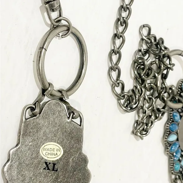Turquoise‎ Stone Silver Chain Link Adjustable Belt Size XL - Image 4