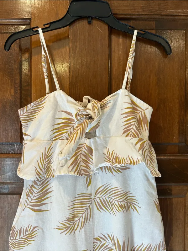 Billabong x Sincerely Jules Twist Flirt Palm Print Jumpsuit Size Small Tie Front - Image 4