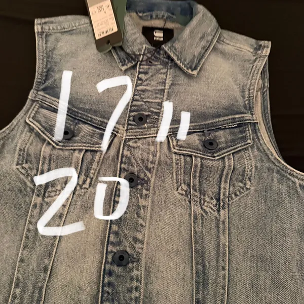 G-Star Raw Denim Vest Womens S‎ Blue Slim Denim Vest WMN Sun Faded Sleeveless - Image 10