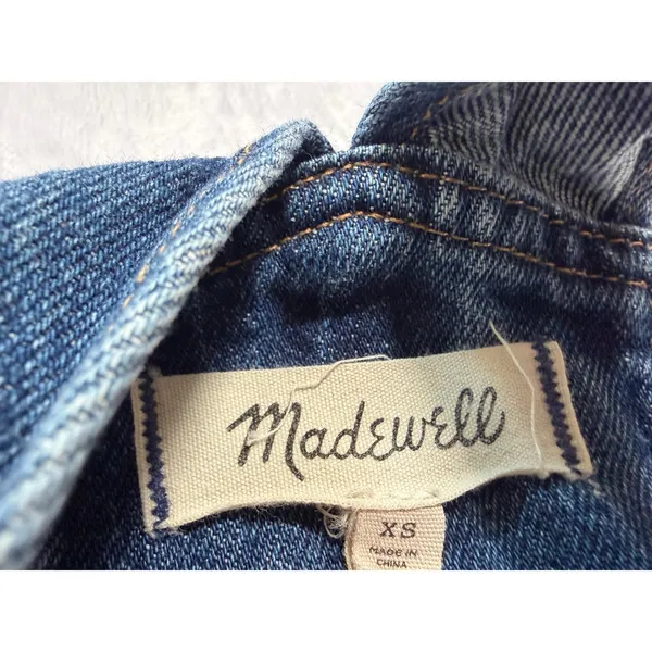 Madewell Denim Pinafore Dress Womens XS Blue Excellent Overall Mini Dress - Image 7